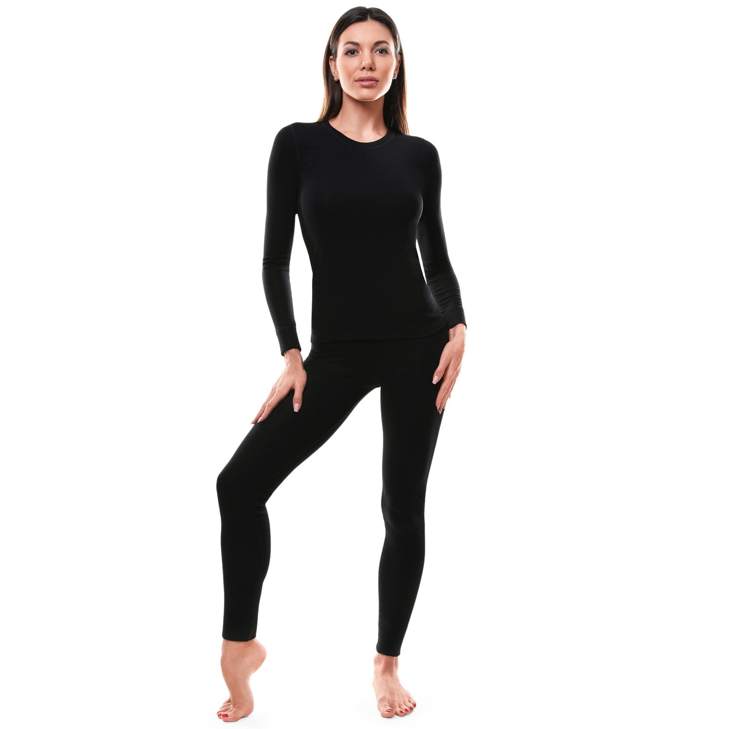 Womens Thermal Underwear Set Fleece Lined Ultra Soft Long Sleeved Base Layer 