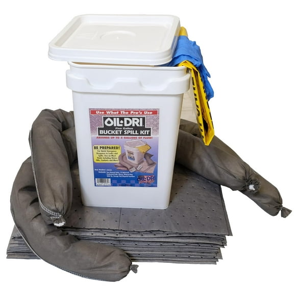 Oil-Dri L90435 Compact Universal 5-Gallon Bucket Spill Kit, 5-Gallon Maximum Absorption Capacity
