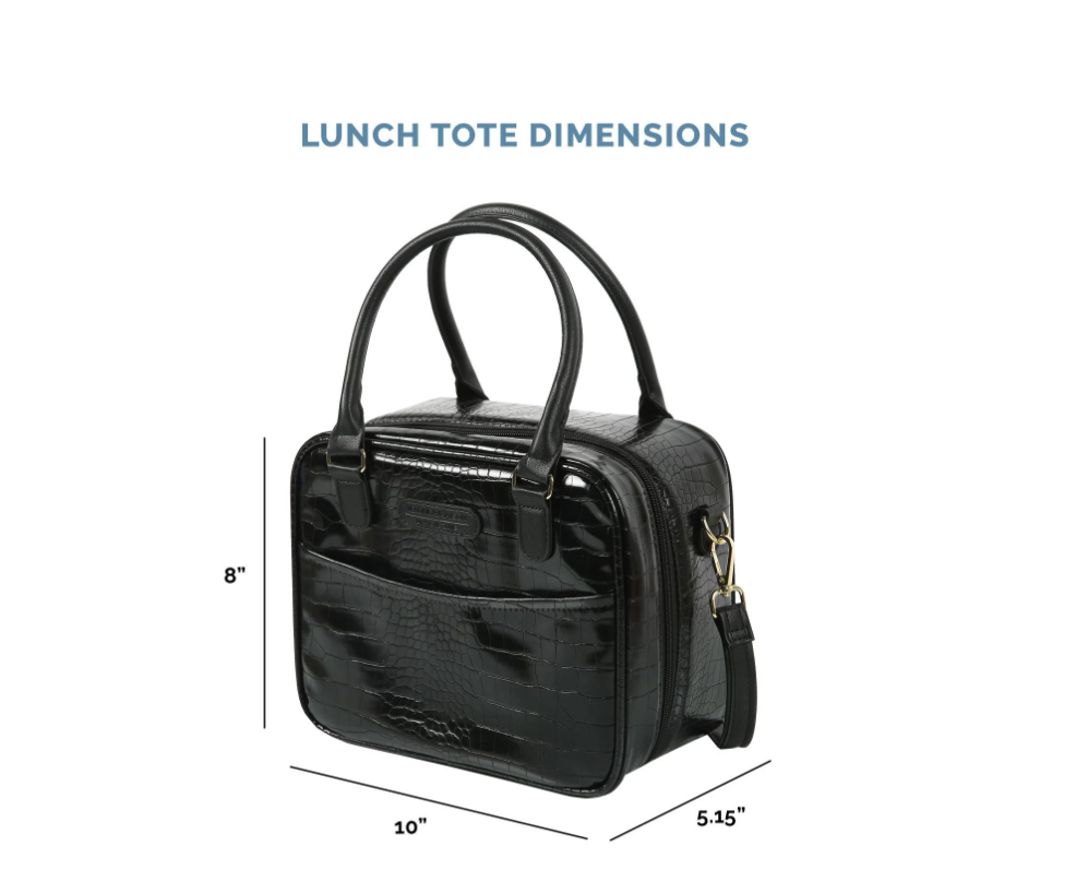 Veronica Jamison Hampton Faux Leather Lunch Tote by Arctic Zone, Lunch Bag with Food Storage & Ice Pack