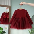 thumbnail image 5 of WMQPNNS Girl Bowknot Dress Girls Dresses Christmas Holiday Toddler Girls Birthday Party Tulle Dress Ruffle Tiered Long Sleeve Tutu Dresses(Size 6-12 Months, Red-B), 5 of 9