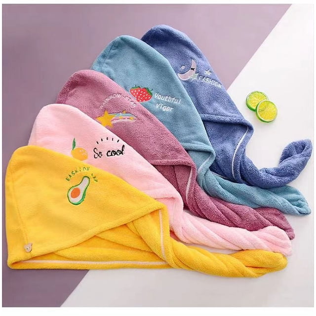 Gorro de ducha de vellón coral de secado rápido y absorbente de alta densidad con bordado para cabello seco, bolso para dama, bufanda, forma linda