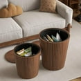 thumbnail image 5 of Nesting Coffee Table Set of 2, Round End Table with Storage, Farmhouse Side Table with Removable Wood Tops and Wood Basket Bases for Blanket Storage, Modern Coffee Table for Living, 5 of 6