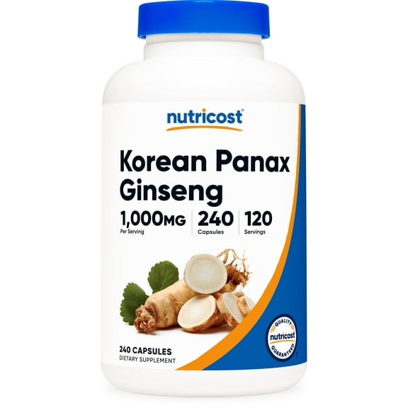 Nutricost Korean Panax Ginseng 240 Capsules - 1000mg Extra Strength Serving Size - Supplement
