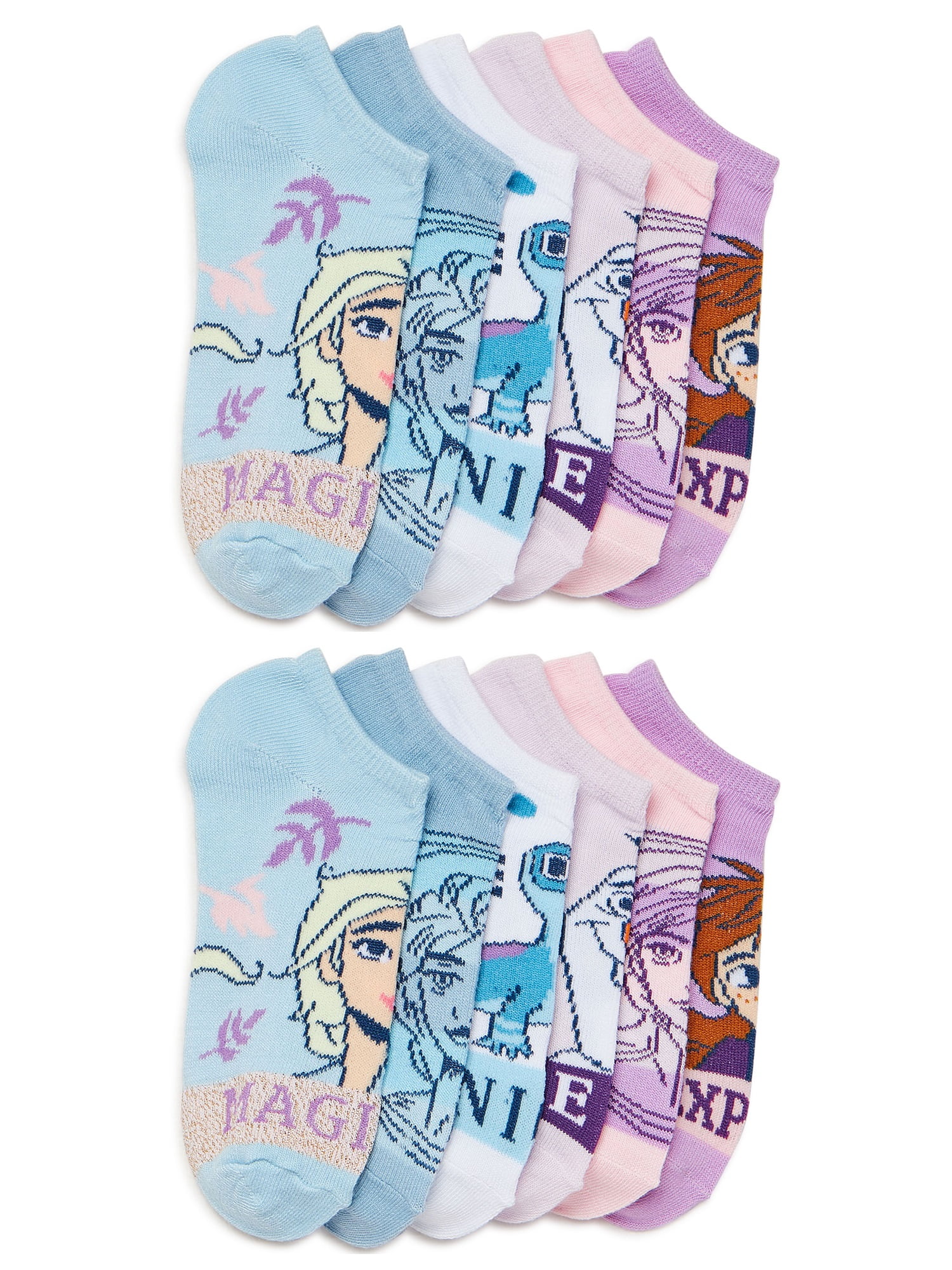 Frozen 2 Girls No Show Socks, 12-Pack, Sizes S-L