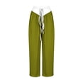 thumbnail image 4 of WFJCJPAF 2025 New Product Khaki Pants for Women Plus Size,Women's Fashionable Striped Printed Drawstring Wide Leg Pants - Green XL, 4 of 4