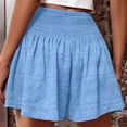 thumbnail image 3 of Women Linen High Waisted Wide Leg Summer Beach Lounge Shorts Comfy Cute Elastic Shorts Light Blue XL, 3 of 4