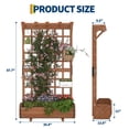thumbnail image 2 of EuKer Outdoor Planter Box with Trellis and Roof, 67.7" Freestanding Privacy Planter for Climbing Vines, Vegetables, Flowers, Brown, 2 of 7