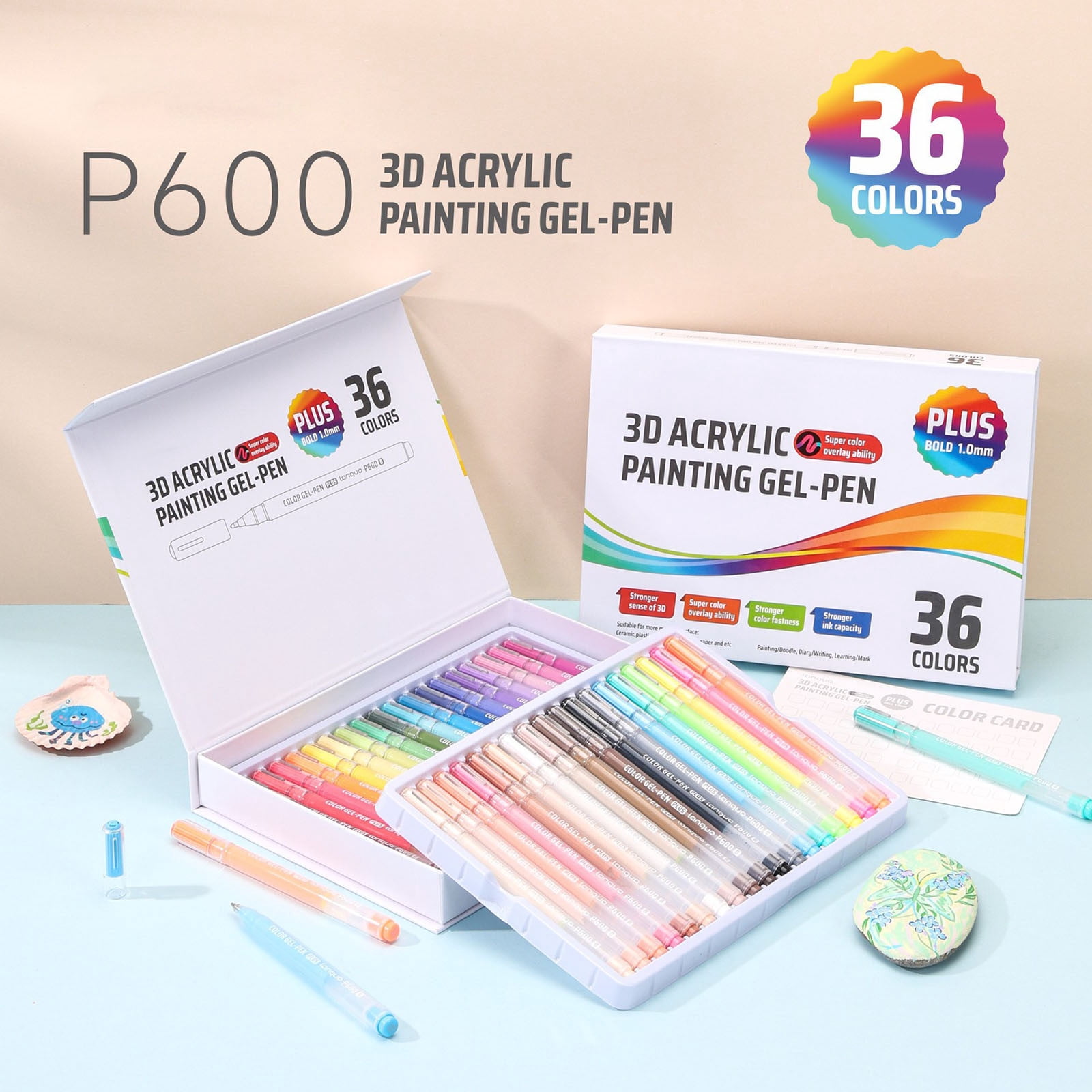 Weloille Acrylic Gel Pen Set, 12-Piece Hand Accounting Art Pens, Fine Tip Painting Pens for Creative Drawing and Writing