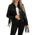 thumbnail image 2 of Suagox Women's Sequin Party Jackets Sparkly Long Sleeve Open Front Tassel Jackets Blazers Clubwear, 2 of 9