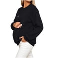 thumbnail image 3 of Yeaiivve Women's Maternity Nursing Sweatshirts Front Hidden Zipper Breastfeeding Pullover Oversized Crewneck Loose Pregnancy Sweatshirt with Pocket Black,XL, 3 of 9
