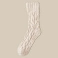 thumbnail image 2 of Bibifish Womens Socks Cable Knit Fuzzy Slipper Socks Soft Solid Color Fluffy Sleeping Socks Cozy Winter Warm Thermal Crew Socks, 2 of 3