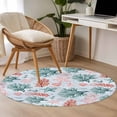 thumbnail image 4 of Round Rugs 3.3Ft, Green Red Coral Round Area Rug Washable Indoor Throw Carpet, Coastal Nautical Summer Beach Soft Non Slip Circle Rug for Laundry Room Patio Home Decor Aesthetic, 4 of 8