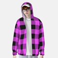 thumbnail image 4 of Kll Purple Black Buffalo Plaid Print Men'S Women’s Upf 50+ Sun Protection Outdoor Hoodie Jacket Long Sleeve Fishing Hiking Performance Shirt- Small, 4 of 8