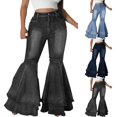 thumbnail image 6 of JDEFEG Jean Pants for Women Plus Women's Fashion Classic Retro Bell Bottom Pants High Waist Stretch Fit Long Denim Bell Bottom Jeans Jean Vest Women Black Size M, 6 of 8