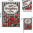 thumbnail image 2 of Jbralid Happy Valentine's Day Red Rose Flower Decorative Garden Flag, Floral Black White Buffalo Plaid Farmhouse Yard Outside Decoration, Anniversary Wedding Home Decor 12x18, 2 of 7