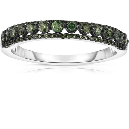 3/8 Carat T.W. Green Diamond Silver Fashion Ring