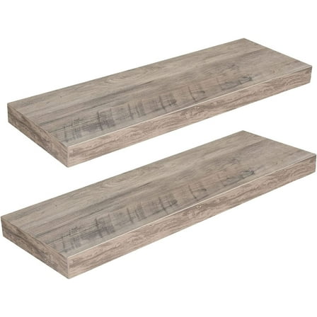 HOOBRO Farmhouse 7.9 Inch x 23.6 Inch 2-Tier Greige Floating Shelves (2 Count)