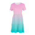 thumbnail image 4 of Sakmal with Pocket Plus Size Summer Dresses Basic Loose Fit Gradient Pink Comfort Fit Short Sleeve Long Sundress, 4 of 5