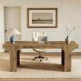 thumbnail image 4 of Tribesigns 70.9" Executive Office Desk with Arched Design, Large Wood Grain Computer Desk for Home Office, Modern Writing Table Workspace, 4 of 5