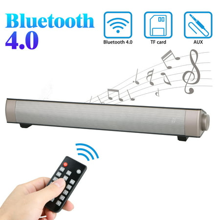 Bluetooth Sound Bar Speaker, Bluetooth 4.0 Wireless Speakers with Remote Control for Home Theater Surround Sound with Built-in Subwoofers for (Best Tv Soundbar With Built In Subwoofer)
