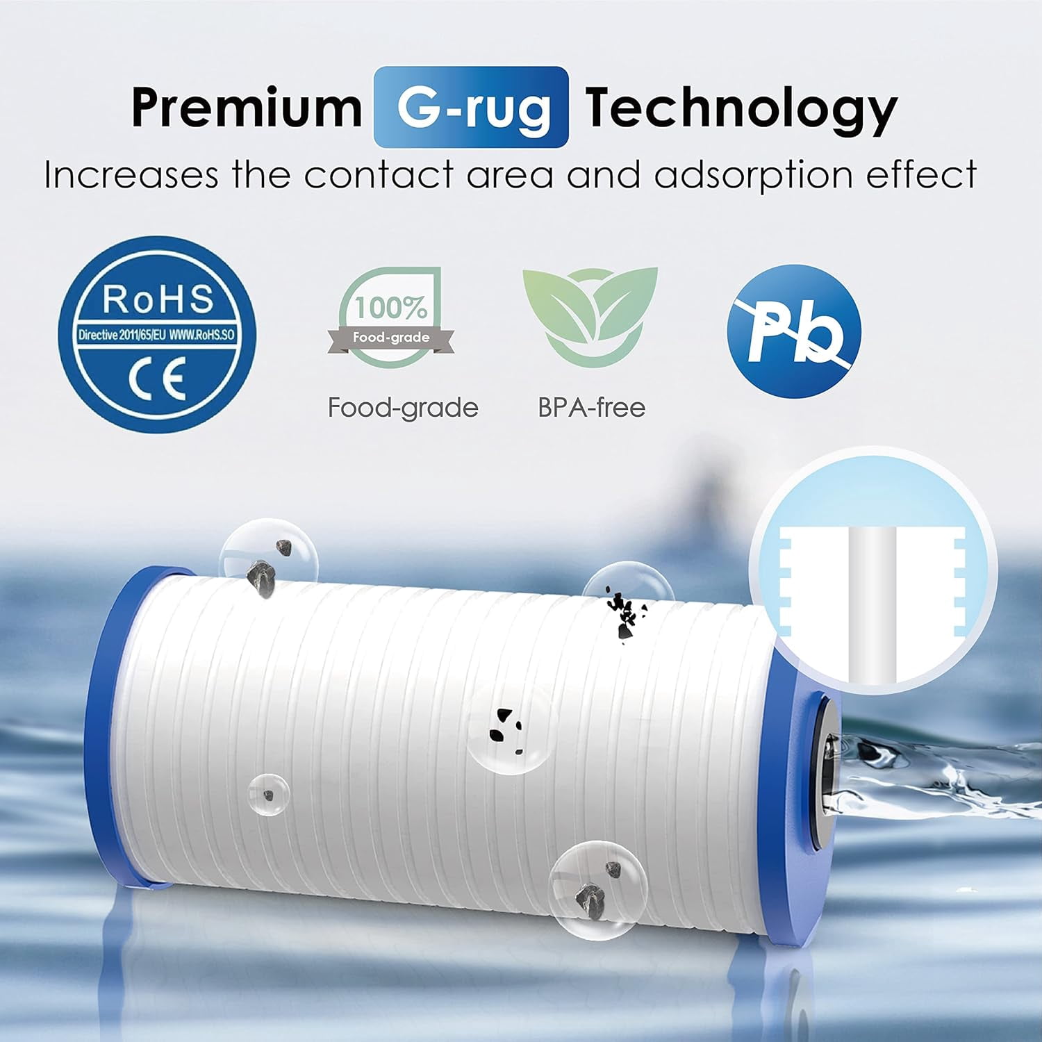 Waterdrop AP810 Whole House Water Filter, Replacement for AP810, AP801, AP811, WHKF-DWHBB, 5 Micron, 10" x 4.5", Well & Tap Water Filter, Pack of 3