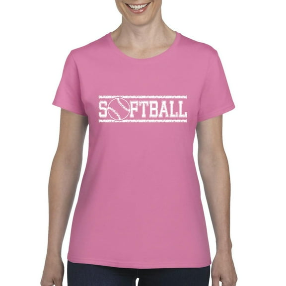 Women's T-Shirt Short Sleeve - Softball with Ball