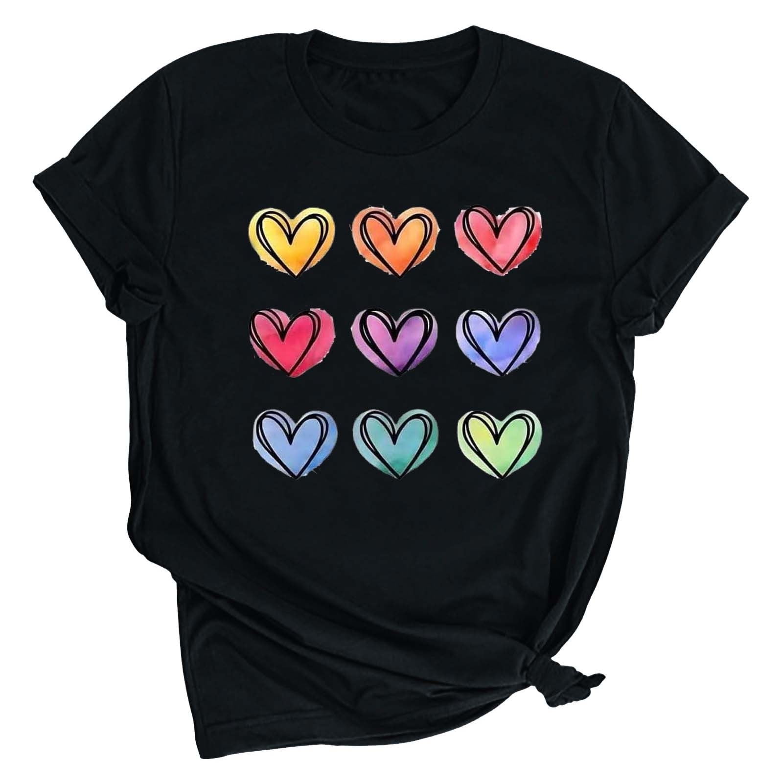 Kayannuo Love Heart Printed Womens T Shirts Clearance