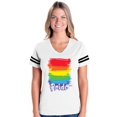 thumbnail image 1 of Womens Rainbow Pride Football V-Neck T-Shirt, 1 of 5