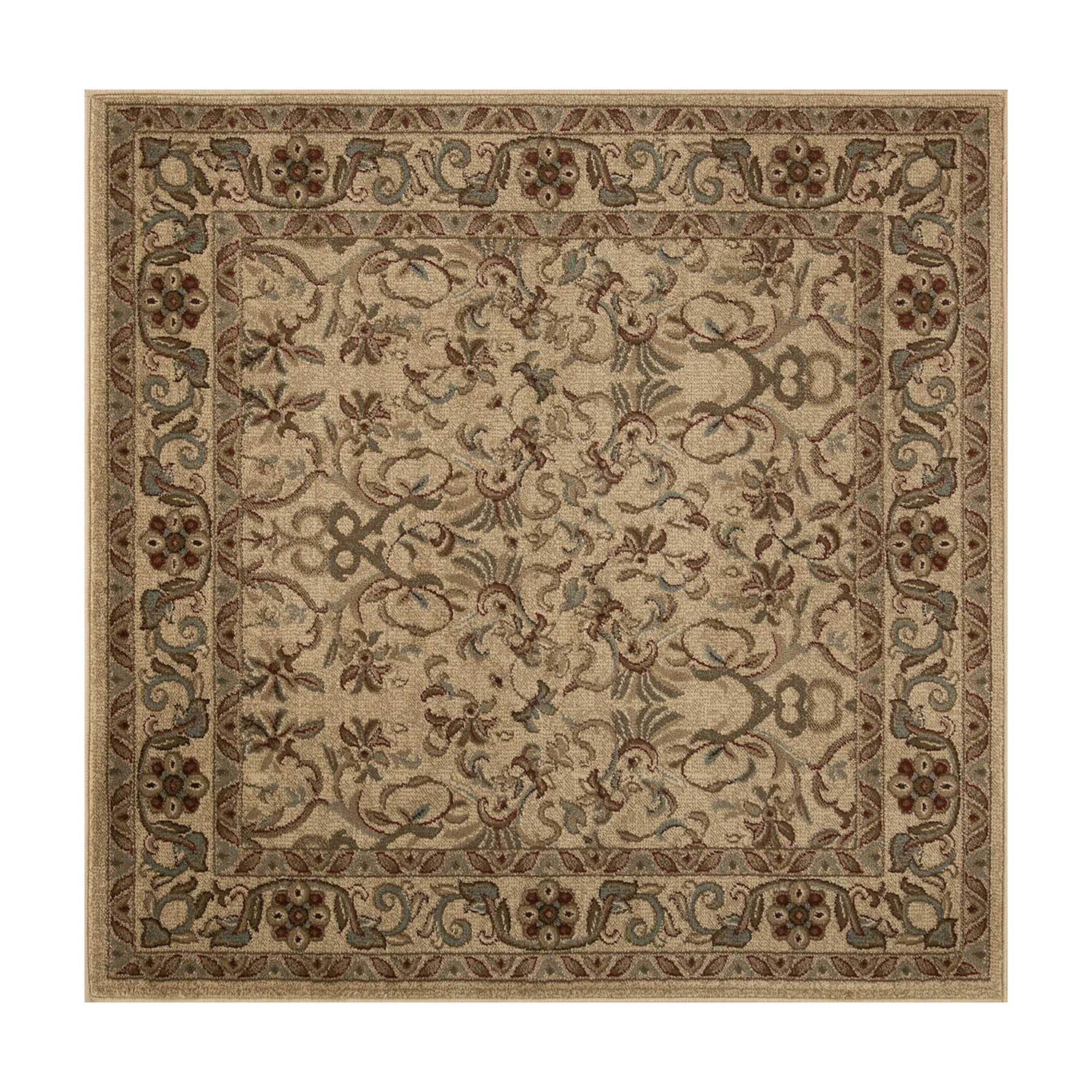 Superior Heritage Oriental Floral Indoor Area Rug, Ivory, 5' x 5