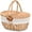 Large-flowers, variant on Wicker Picnic Basket with Removable Liner Empty Picnic Baskets with Lid, Picnic Hamper with Foldable Handles for Picnic,Checkered