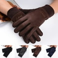 thumbnail image 2 of 1 Pair Cycling Gloves Touchscreen Full Finger Letter Embroidery Moisture Wicking Soft Cold Resistant Solid Color Autumn Winter Men Women Motorcycle Riding Gloves for Daily, 2 of 10