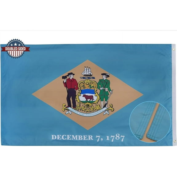 Delaware State Flag Double Sided, 3x5 Delaware Flags for Outdoor, Polyester with Brass Grommets