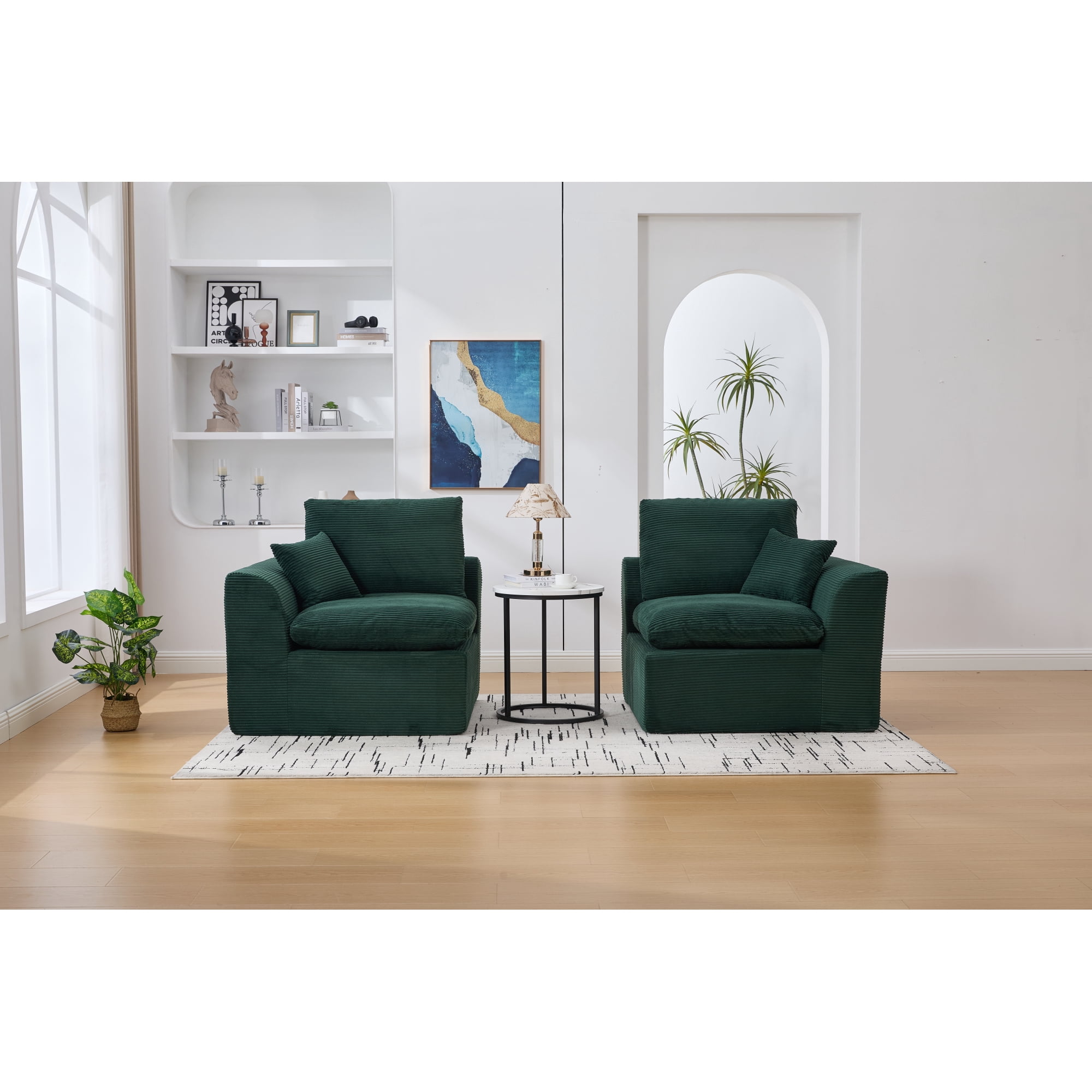 Leumius 80" Cloud Couch,Modern 2 Seater Sofa with Pillow,Upholstered Corduroy Fabric Modern Loveseat for Living Room Bedroom Apartments Dorms,No Assembly Required,Emerald