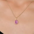 thumbnail image 3 of Gem Stone King 14K Yellow Gold Pink Moissanite Pendant Necklace | 2.82 Cttw | Gemstone Birthstone | Oval 10X8MM | Gold Necklace for Women | With 18 inch Gold Chain, 3 of 6