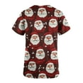 thumbnail image 4 of Christmas Scrubs for Women Strech Cute Santa Print Scrubs Top Short Sleeve V Neck Nursing Work Uniforms Pockets, XL, 4 of 5