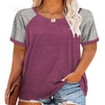 thumbnail image 1 of CHUANK Plus Size T Shirts for Women Color Block Tops Loose Tunics Tee Short Sleeve Blouses, 1 of 5