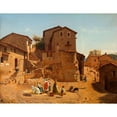 thumbnail image 2 of Frederik Vermehren 18x15 Gold Ornate Wood Frame and Double Matted Museum Art Print Titled - Street in Gerano in the Sabine Hills (1856), 2 of 4