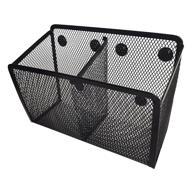 Porta lápices magnético Cesta de malla negra para armario frigorífico 2 cuadrícula Sunnimix Tenedor de lápiz de malla