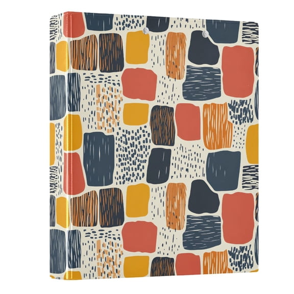 Line Block Doodle Hardcover 3 Ring Binder 1.5” Round Rings Letter Size Paper Pockets for School Office Supplies