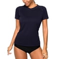 thumbnail image 1 of Women's Solid Color UPF 50+ Rash Guard Raglan Short Sleeve Swimwear Shirt Quick Dry Tops, 1 of 6