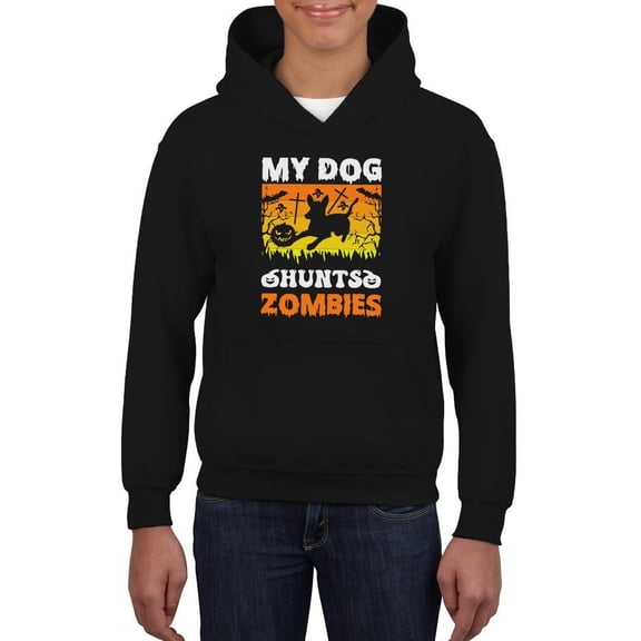 My Dog Hunts Zombies Hoodie Juniors -Image by Shutterstock, Medium