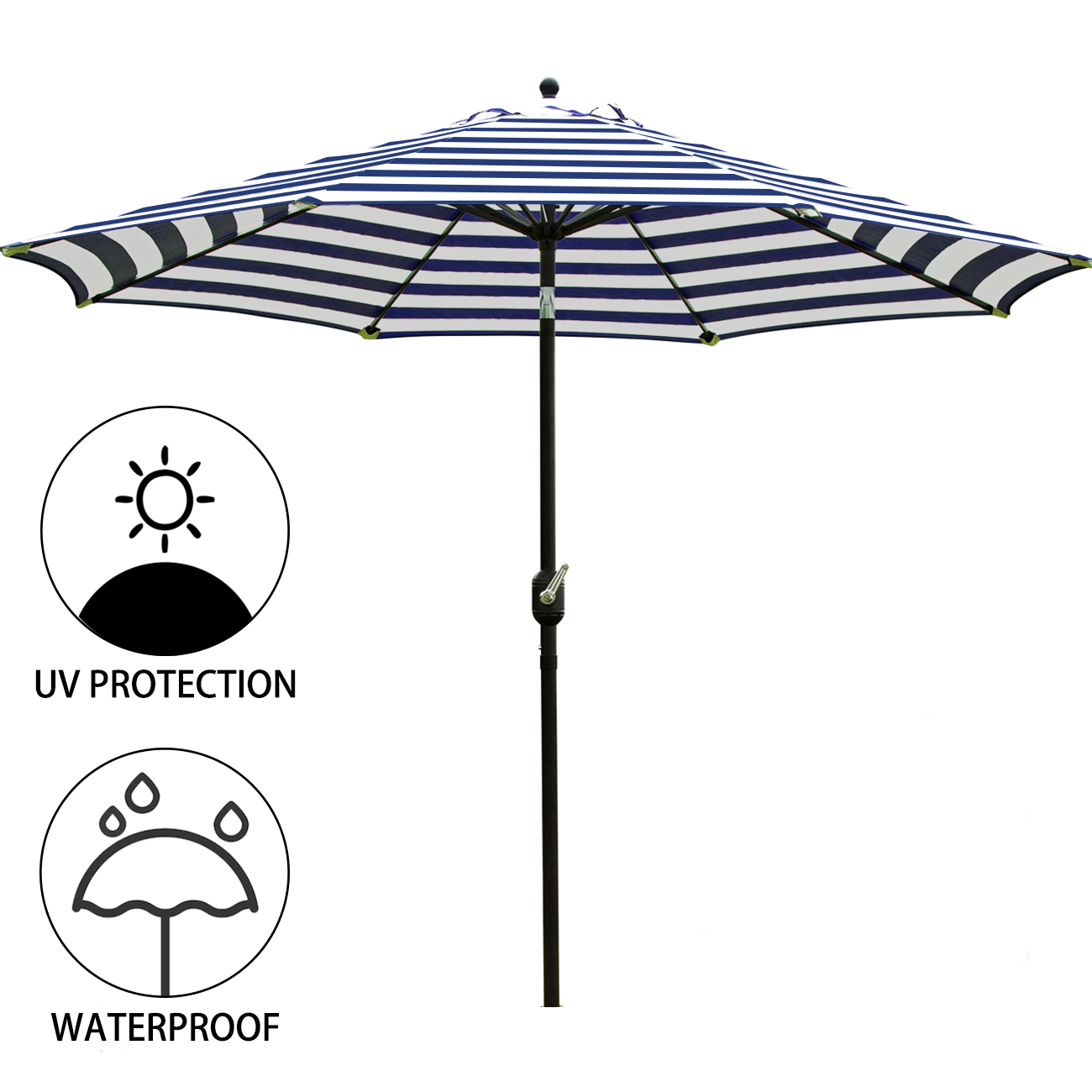 Bibana 9-Foot Patio Umbrella with Tilt, Blue and White photo 5