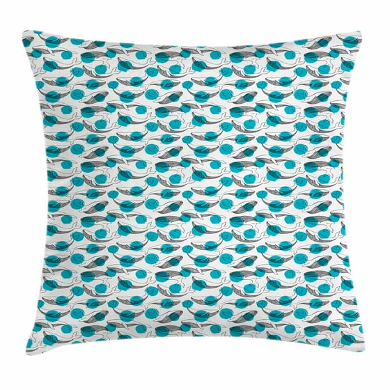 Whale Throw Pillow Cushion Cover, Monochrome Animal Motifs on Background with Dots Giants of the ...