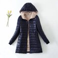 thumbnail image 4 of Gibobby Chamarra larga mujer invierno, chamarra larga para mujer, ligera, plegable, resistente al agua, con capucha(Marina,G), 4 of 5