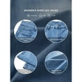 thumbnail image 5 of Women's High Rise Straight Leg Jeans Distressed Ripped Frayed Cuffed Hem Stretch Denim for Casual Light Wash, 5 of 8