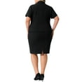 thumbnail image 4 of DARING DIVA Women's Plus Blazer Suit Set Notch Lapel Pencil Skirt Black 1X, 4 of 6