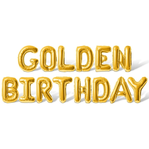 Letter Balloons - GOLDEN BIRTHDAY 16" Inch Alphabet Letters Foil Mylar Balloon Golden Birthday Party Banner (Gold)