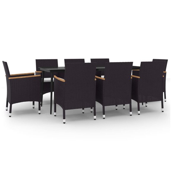vidaXL Patio Dining Set 5 Piece Black and White/Gray 31.5"/55.1" Table Length