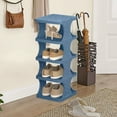 thumbnail image 5 of AuroraX Freestanding Shoe Rack Stackable 4 Pairs 5 Tiers for Entryway,Shoe Organizer,Tall Blue Front Door Garage Shoe Storage for Small Space, 5 of 6