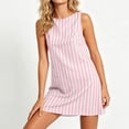 thumbnail image 3 of Lenpel Womens Summer Dresses Striped Lounge Boat Neck Sleeveless Mini Sundresses Casual Comfy a Line Beach Outfits, 3 of 5